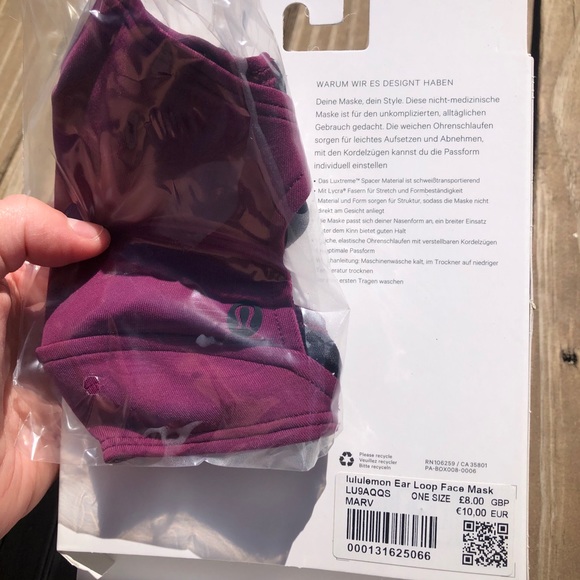 NWT lululemon ear loop face mask - Picture 5 of 5